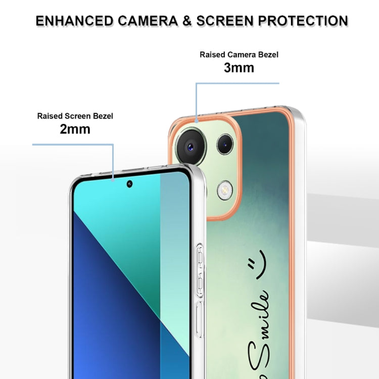 For Xiaomi Redmi Note 13 4G Global Electroplating Marble Dual-side IMD Phone Case(Smile)