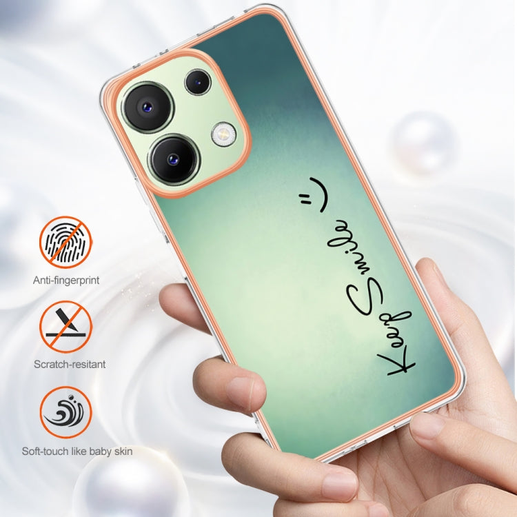 For Xiaomi Redmi Note 13 4G Global Electroplating Marble Dual-side IMD Phone Case(Smile)