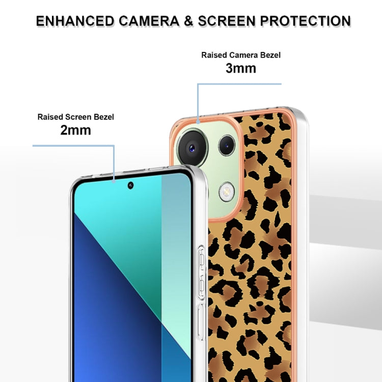 For Xiaomi Redmi Note 13 4G Global Electroplating Marble Dual-side IMD Phone Case(Leopard Print)