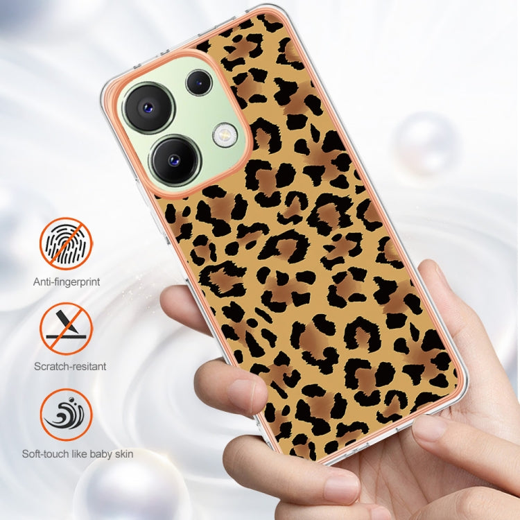 For Xiaomi Redmi Note 13 4G Global Electroplating Marble Dual-side IMD Phone Case(Leopard Print)