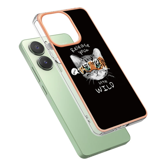 For Xiaomi Redmi Note 13 4G Global Electroplating Marble Dual-side IMD Phone Case(Natural Growth)
