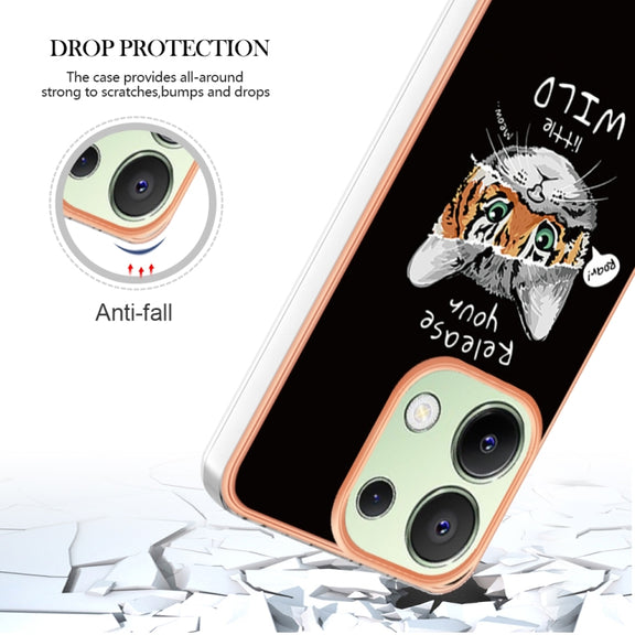 For Xiaomi Redmi Note 13 4G Global Electroplating Marble Dual-side IMD Phone Case(Natural Growth)