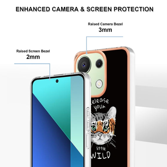 For Xiaomi Redmi Note 13 4G Global Electroplating Marble Dual-side IMD Phone Case(Natural Growth)