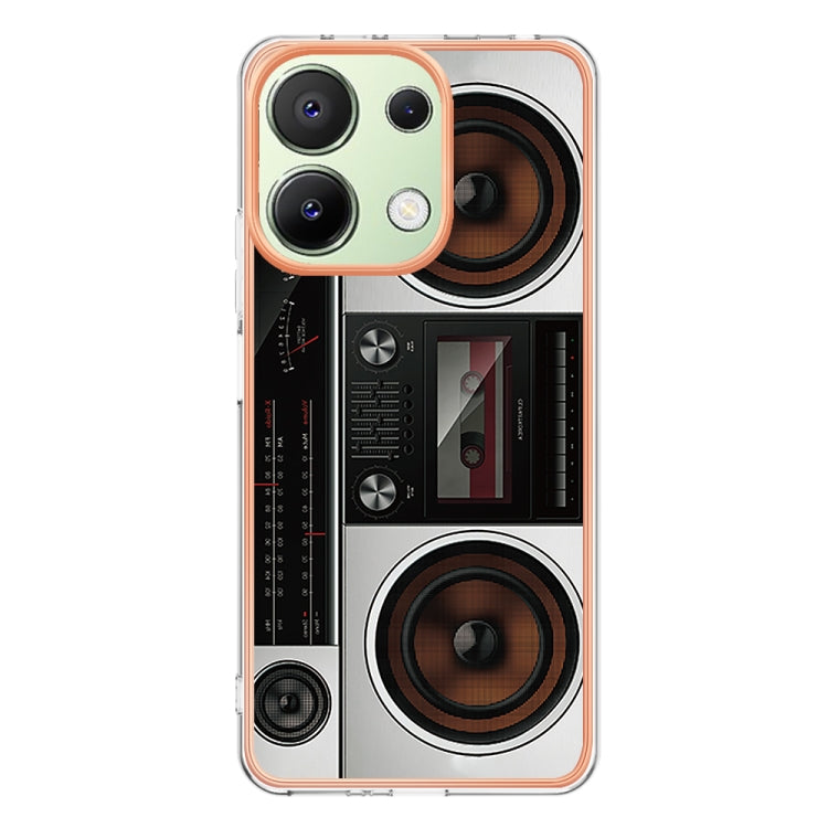 For Xiaomi Redmi Note 13 4G Global Electroplating Marble Dual-side IMD Phone Case(Retro Radio)