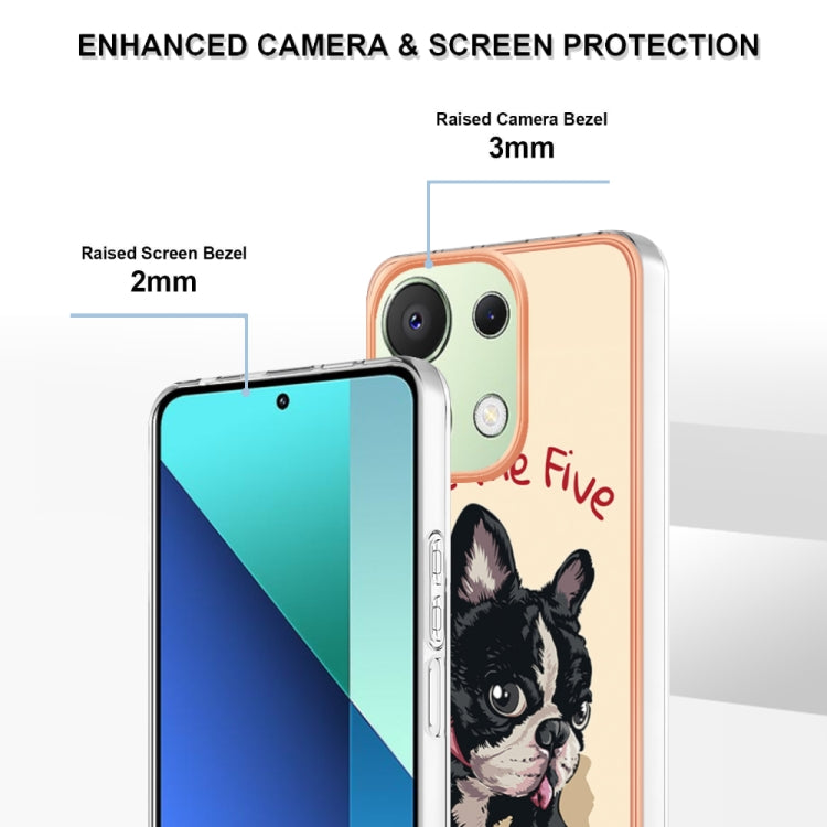 For Xiaomi Redmi Note 13 4G Global Electroplating Marble Dual-side IMD Phone Case(Lucky Dog)