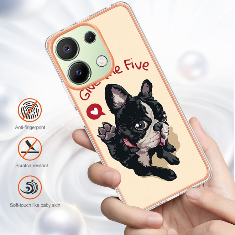 For Xiaomi Redmi Note 13 4G Global Electroplating Marble Dual-side IMD Phone Case(Lucky Dog)