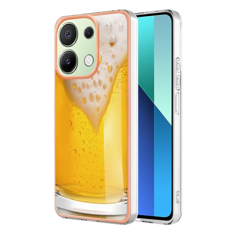 For Xiaomi Redmi Note 13 4G Global Electroplating Marble Dual-side IMD Phone Case(Draft Beer)