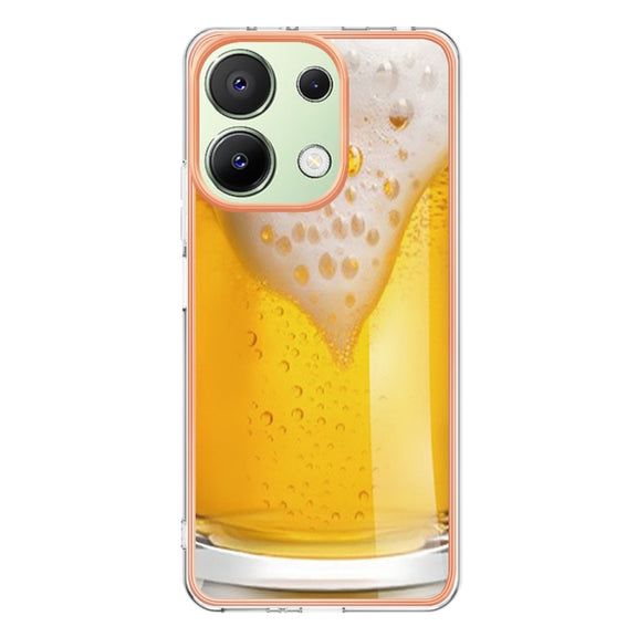 For Xiaomi Redmi Note 13 4G Global Electroplating Marble Dual-side IMD Phone Case(Draft Beer)