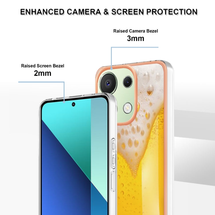 For Xiaomi Redmi Note 13 4G Global Electroplating Marble Dual-side IMD Phone Case(Draft Beer)