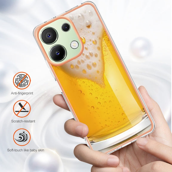 For Xiaomi Redmi Note 13 4G Global Electroplating Marble Dual-side IMD Phone Case(Draft Beer)