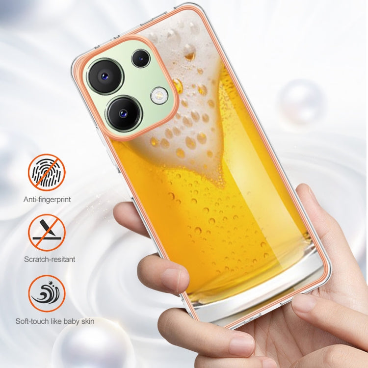 For Xiaomi Redmi Note 13 4G Global Electroplating Marble Dual-side IMD Phone Case(Draft Beer)