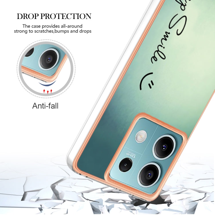 For Xiaomi Redmi Note 13 5G Electroplating Marble Dual-side IMD Phone Case(Smile)