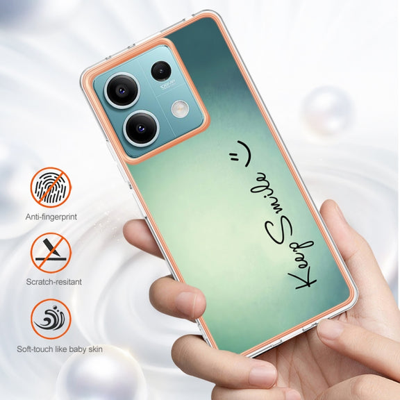 For Xiaomi Redmi Note 13 5G Electroplating Marble Dual-side IMD Phone Case(Smile)