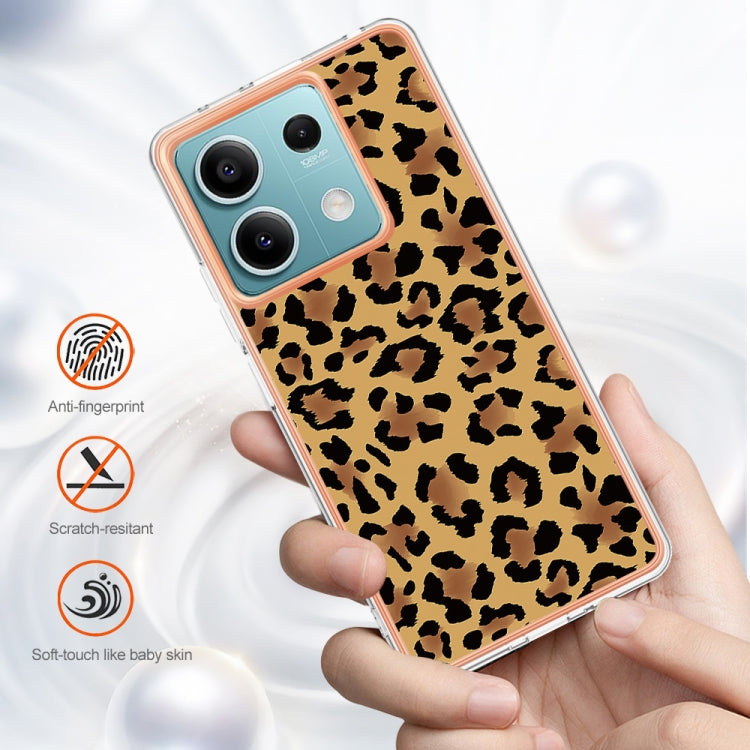For Xiaomi Redmi Note 13 5G Electroplating Marble Dual-side IMD Phone Case(Leopard Print)