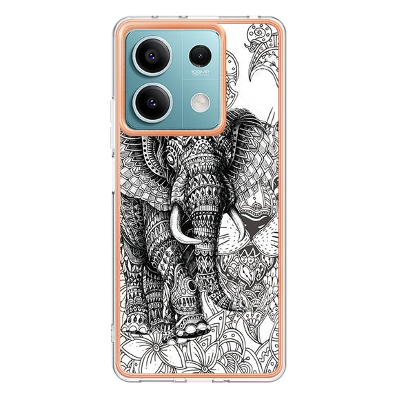 For Xiaomi Redmi Note 13 5G Electroplating Marble Dual-side IMD Phone Case(Totem Elephant)