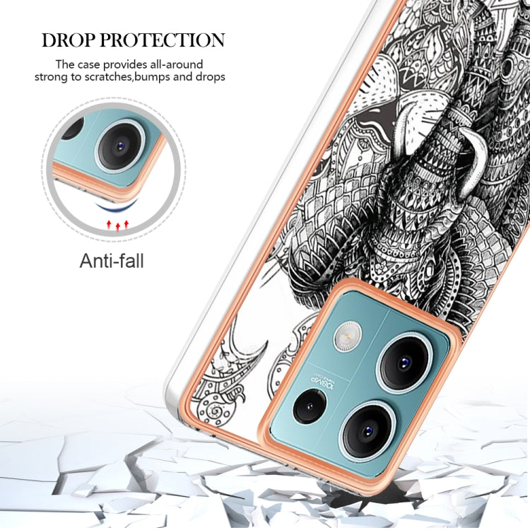 For Xiaomi Redmi Note 13 5G Electroplating Marble Dual-side IMD Phone Case(Totem Elephant)