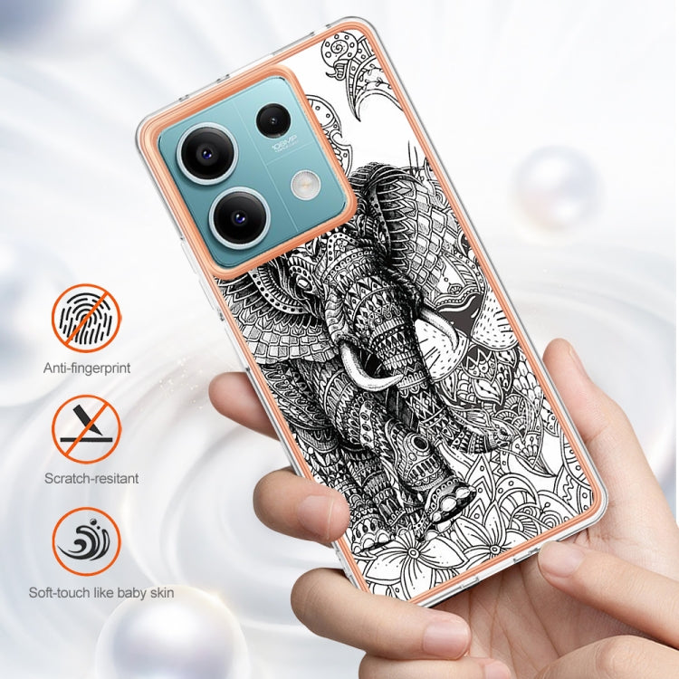 For Xiaomi Redmi Note 13 5G Electroplating Marble Dual-side IMD Phone Case(Totem Elephant)