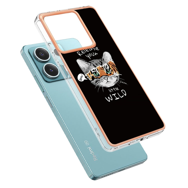 For Xiaomi Redmi Note 13 5G Electroplating Marble Dual-side IMD Phone Case(Natural Growth)