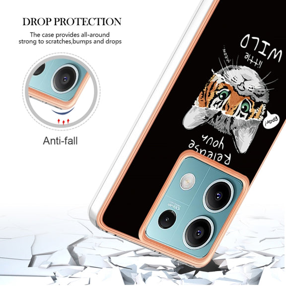 For Xiaomi Redmi Note 13 5G Electroplating Marble Dual-side IMD Phone Case(Natural Growth)