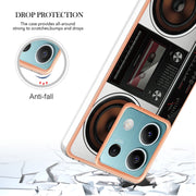 For Xiaomi Redmi Note 13 5G Electroplating Marble Dual-side IMD Phone Case(Retro Radio)