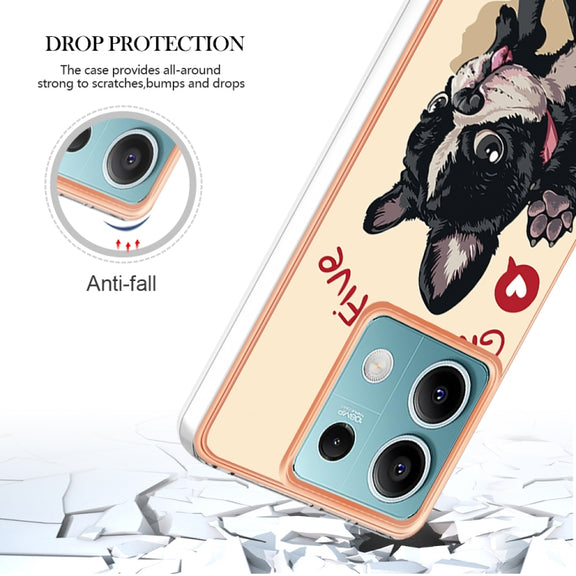 For Xiaomi Redmi Note 13 5G Electroplating Marble Dual-side IMD Phone Case(Lucky Dog)