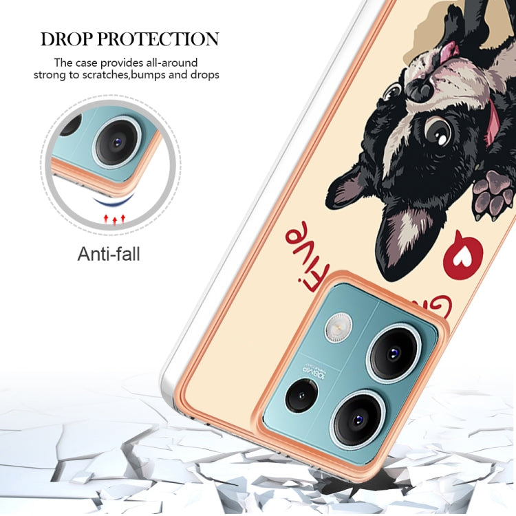 For Xiaomi Redmi Note 13 5G Electroplating Marble Dual-side IMD Phone Case(Lucky Dog)