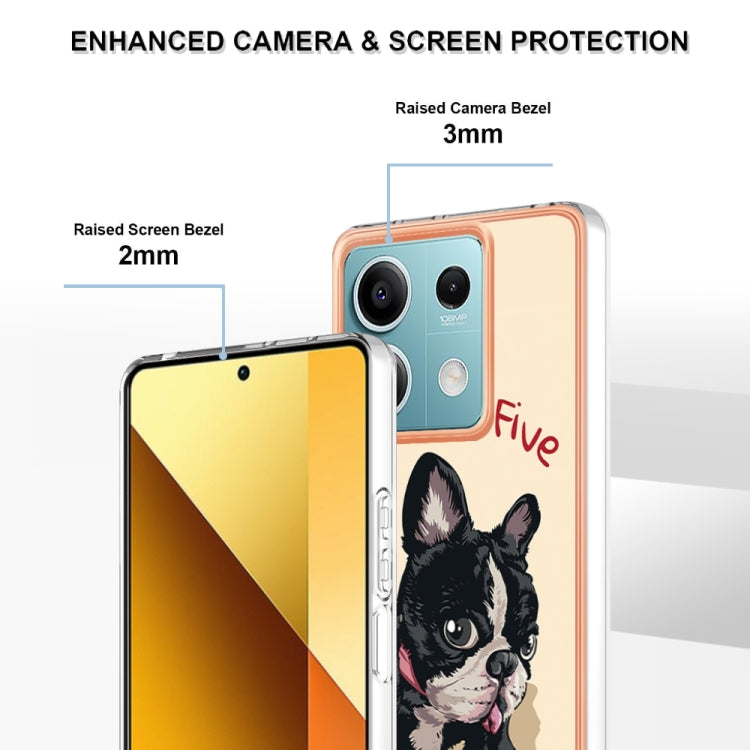 For Xiaomi Redmi Note 13 5G Electroplating Marble Dual-side IMD Phone Case(Lucky Dog)