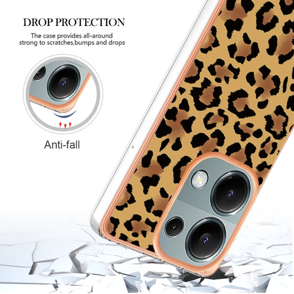 For Xiaomi Redmi Note 13 Pro 4G/Poco M6 Pro 4G Electroplating Marble Dual-side IMD Phone Case(Leopard Print)
