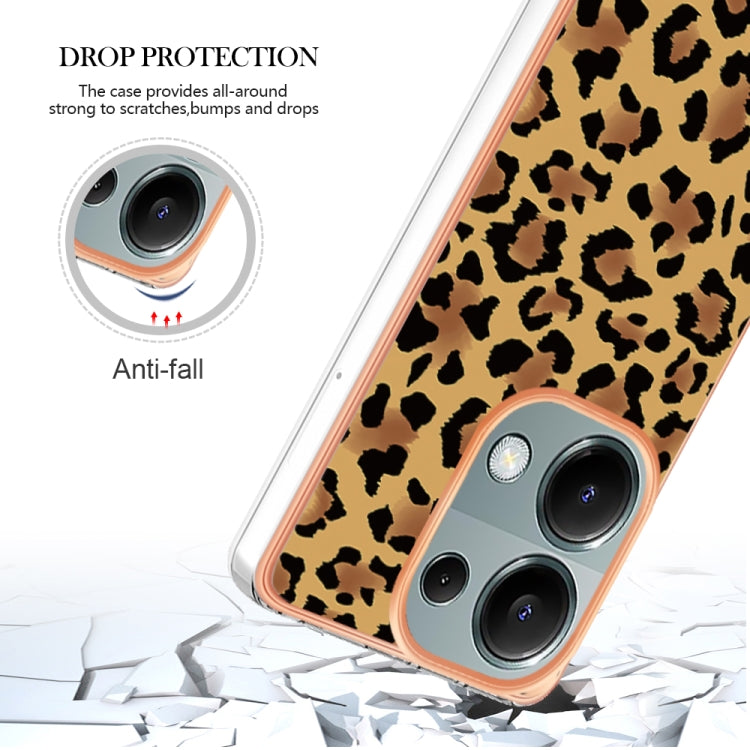 For Xiaomi Redmi Note 13 Pro 4G/Poco M6 Pro 4G Electroplating Marble Dual-side IMD Phone Case(Leopard Print)