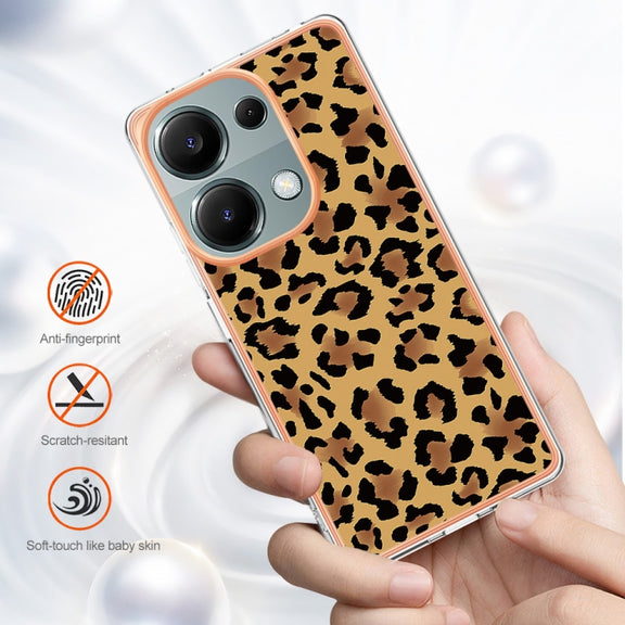 For Xiaomi Redmi Note 13 Pro 4G/Poco M6 Pro 4G Electroplating Marble Dual-side IMD Phone Case(Leopard Print)