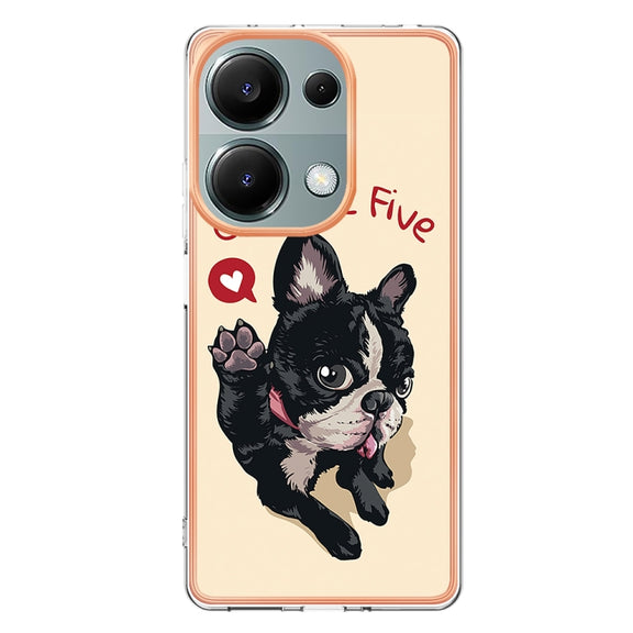 For Xiaomi Redmi Note 13 Pro 4G/Poco M6 Pro 4G Electroplating Marble Dual-side IMD Phone Case(Lucky Dog)