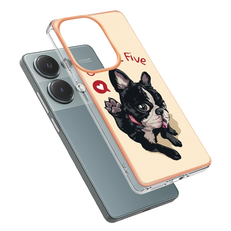 For Xiaomi Redmi Note 13 Pro 4G/Poco M6 Pro 4G Electroplating Marble Dual-side IMD Phone Case(Lucky Dog)