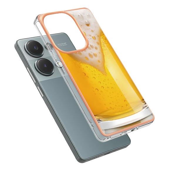 For Xiaomi Redmi Note 13 Pro 4G/Poco M6 Pro 4G Electroplating Marble Dual-side IMD Phone Case(Draft Beer)