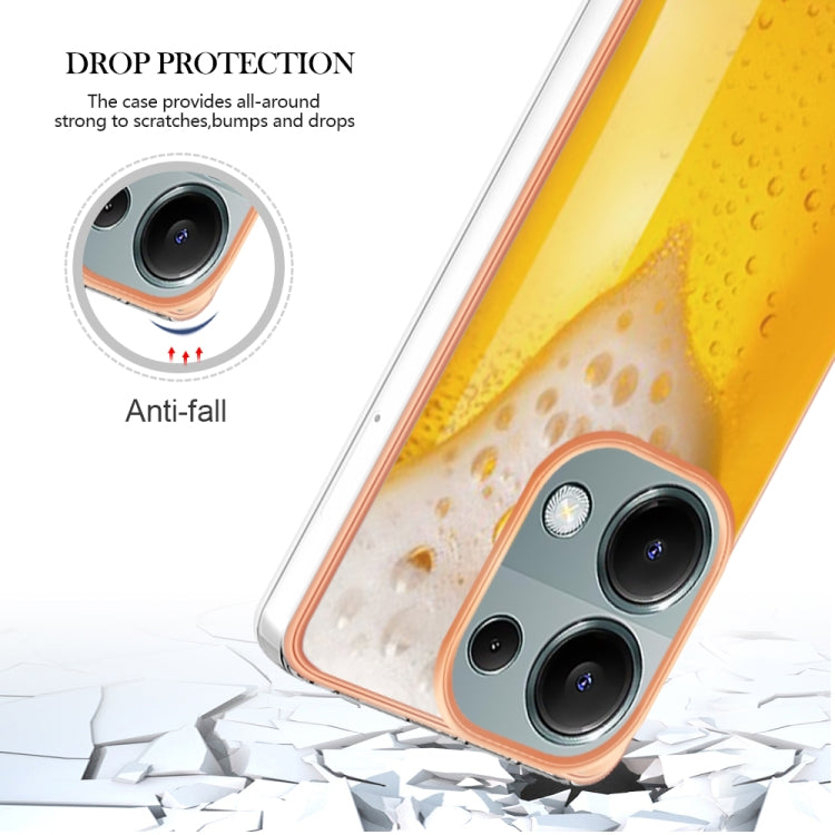 For Xiaomi Redmi Note 13 Pro 4G/Poco M6 Pro 4G Electroplating Marble Dual-side IMD Phone Case(Draft Beer)