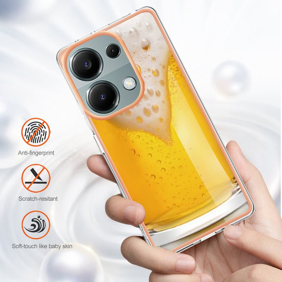 For Xiaomi Redmi Note 13 Pro 4G/Poco M6 Pro 4G Electroplating Marble Dual-side IMD Phone Case(Draft Beer)