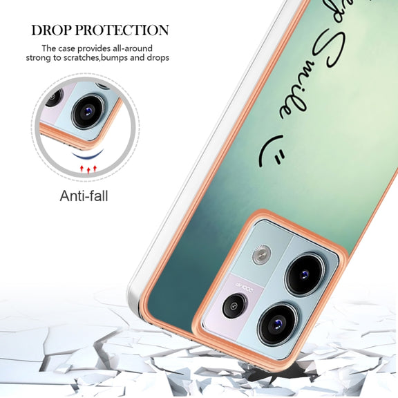 For Xiaomi Redmi Note 13 Pro 5G Global Electroplating Marble Dual-side IMD Phone Case(Smile)