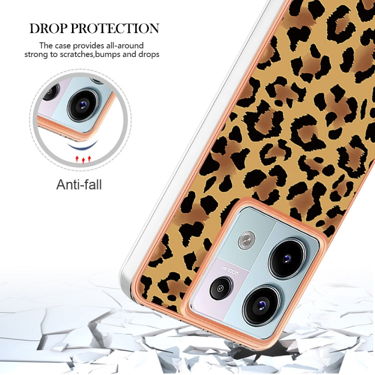 For Xiaomi Redmi Note 13 Pro 5G Global Electroplating Marble Dual-side IMD Phone Case(Leopard Print)