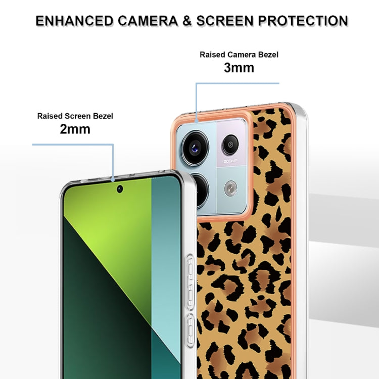 For Xiaomi Redmi Note 13 Pro 5G Global Electroplating Marble Dual-side IMD Phone Case(Leopard Print)