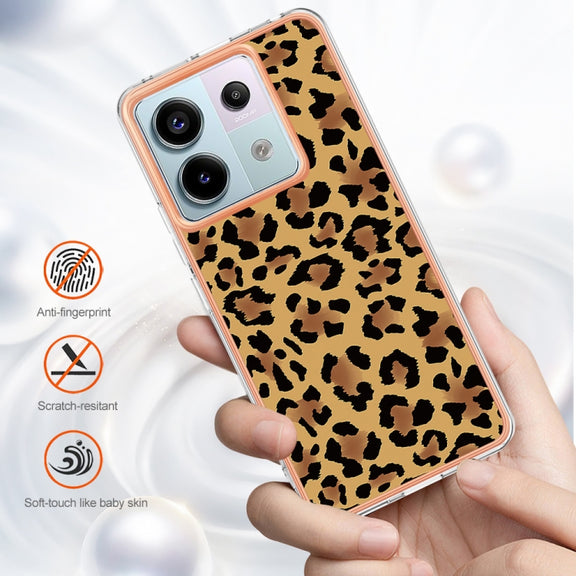 For Xiaomi Redmi Note 13 Pro 5G Global Electroplating Marble Dual-side IMD Phone Case(Leopard Print)