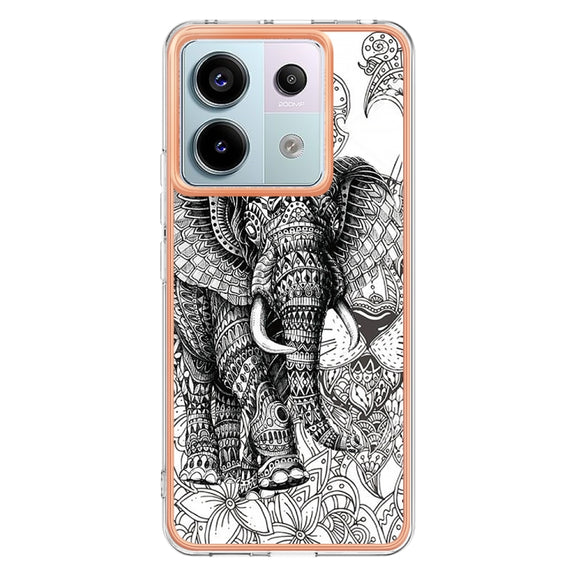 For Xiaomi Redmi Note 13 Pro 5G Global Electroplating Marble Dual-side IMD Phone Case(Totem Elephant)