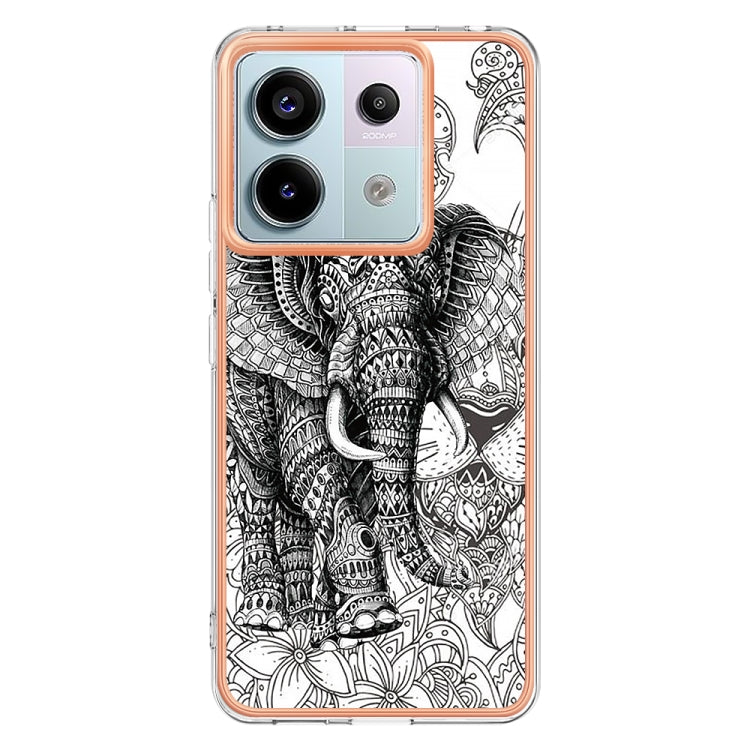 For Xiaomi Redmi Note 13 Pro 5G Global Electroplating Marble Dual-side IMD Phone Case(Totem Elephant)