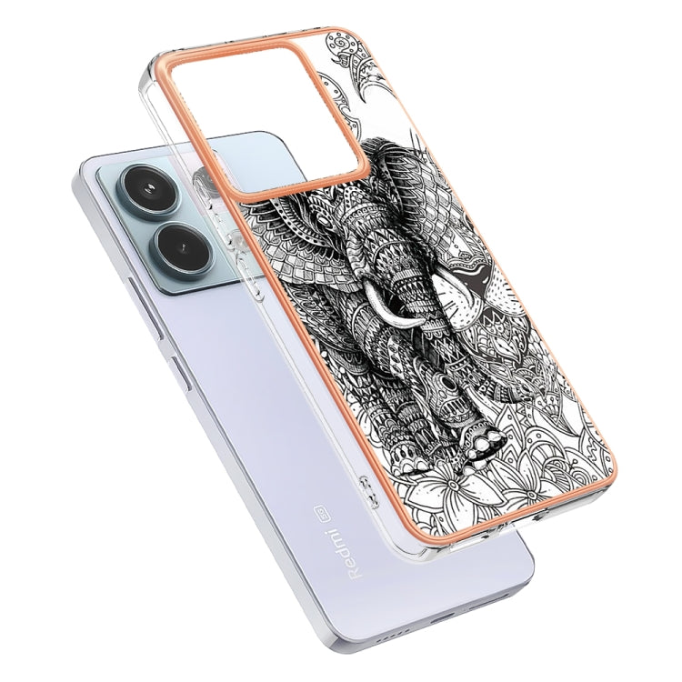 For Xiaomi Redmi Note 13 Pro 5G Global Electroplating Marble Dual-side IMD Phone Case(Totem Elephant)