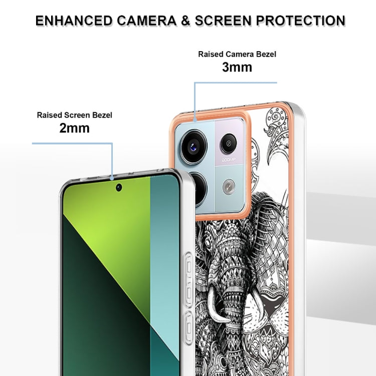 For Xiaomi Redmi Note 13 Pro 5G Global Electroplating Marble Dual-side IMD Phone Case(Totem Elephant)