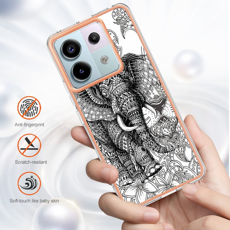 For Xiaomi Redmi Note 13 Pro 5G Global Electroplating Marble Dual-side IMD Phone Case(Totem Elephant)