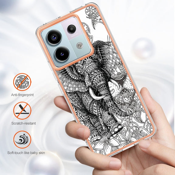 For Xiaomi Redmi Note 13 Pro 5G Global Electroplating Marble Dual-side IMD Phone Case(Totem Elephant)