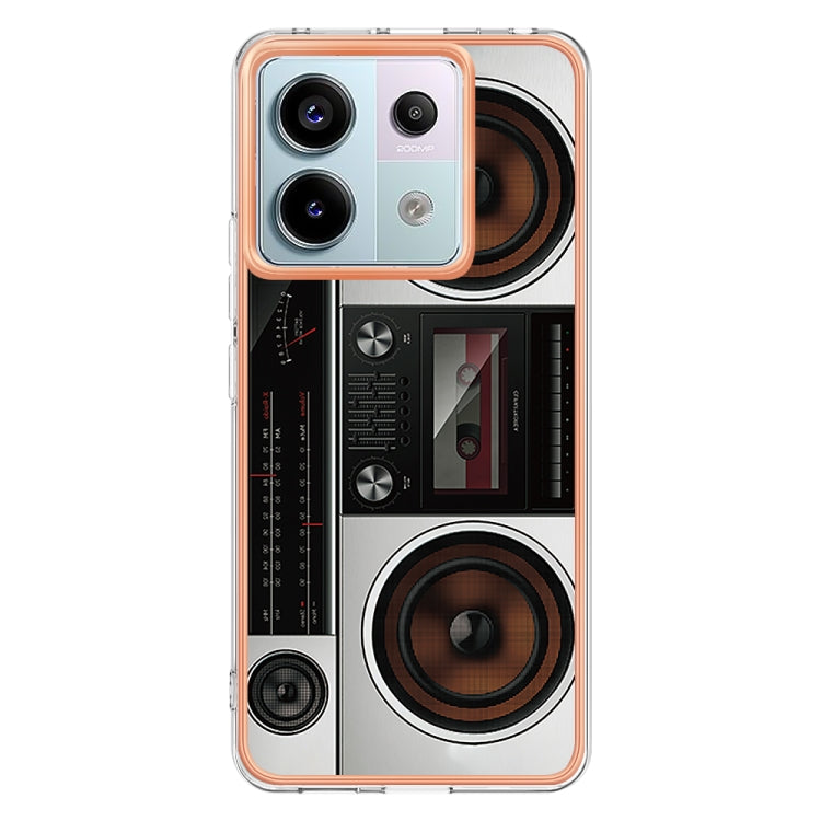 For Xiaomi Redmi Note 13 Pro 5G Global Electroplating Marble Dual-side IMD Phone Case(Retro Radio)
