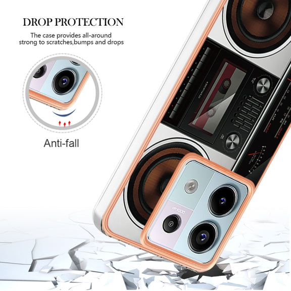 For Xiaomi Redmi Note 13 Pro 5G Global Electroplating Marble Dual-side IMD Phone Case(Retro Radio)