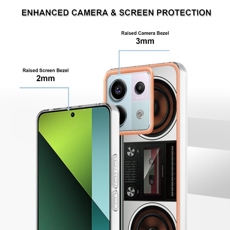 For Xiaomi Redmi Note 13 Pro 5G Global Electroplating Marble Dual-side IMD Phone Case(Retro Radio)