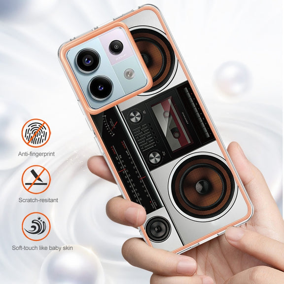 For Xiaomi Redmi Note 13 Pro 5G Global Electroplating Marble Dual-side IMD Phone Case(Retro Radio)