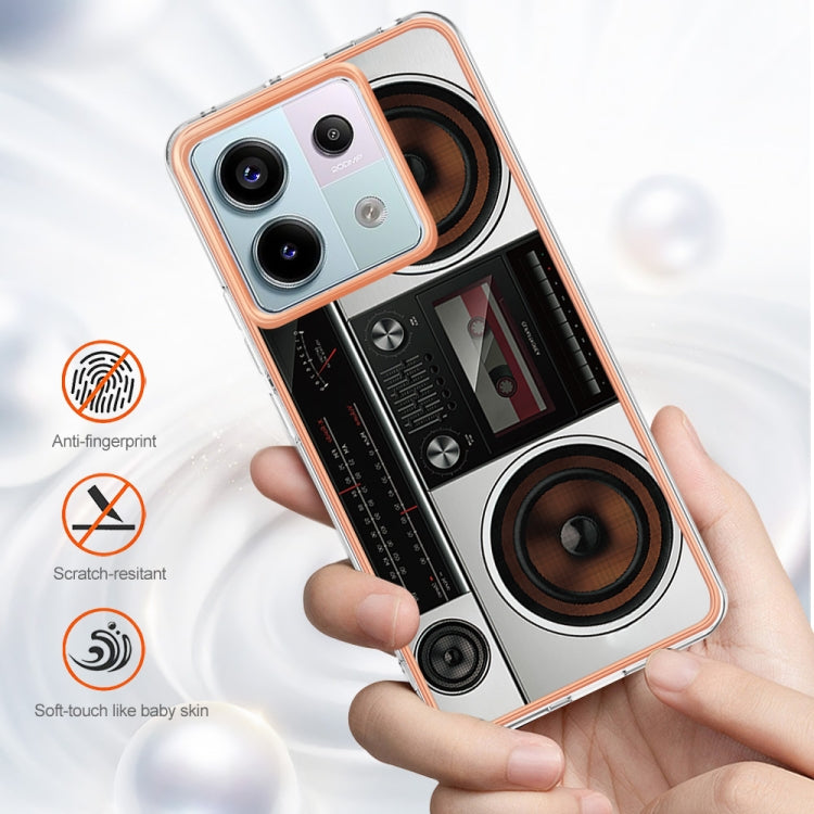 For Xiaomi Redmi Note 13 Pro 5G Global Electroplating Marble Dual-side IMD Phone Case(Retro Radio)